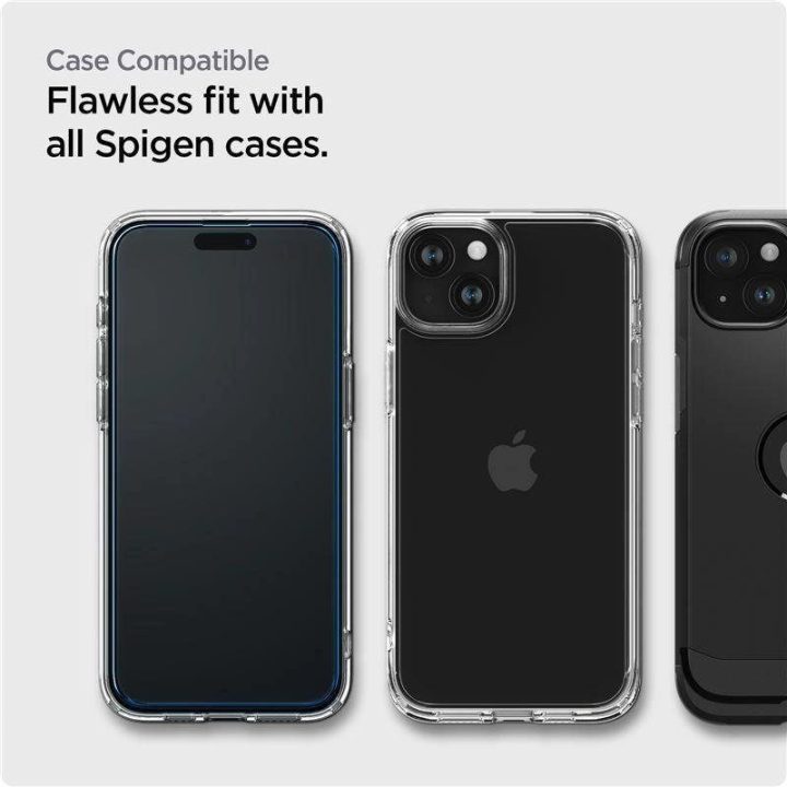 TEMPERED Spigen ALM GLASS FC 2 PAKETAI IPHONE 15 BLACK