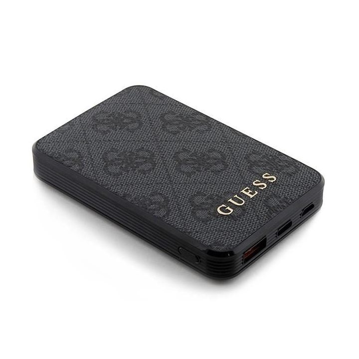 Guess Powerbank 15W GUPB5LP4GEGK 5000mAh juoda/juoda 4G odinis metalinis logotipas