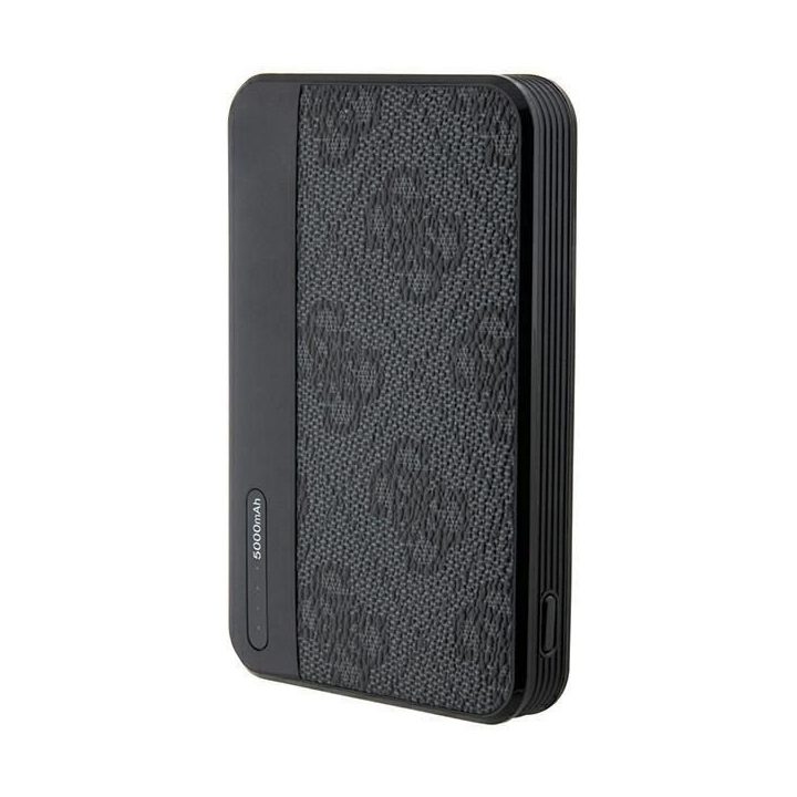 Guess Powerbank 15W GUPB5LP4GEGK 5000mAh juoda/juoda 4G odinis metalinis logotipas