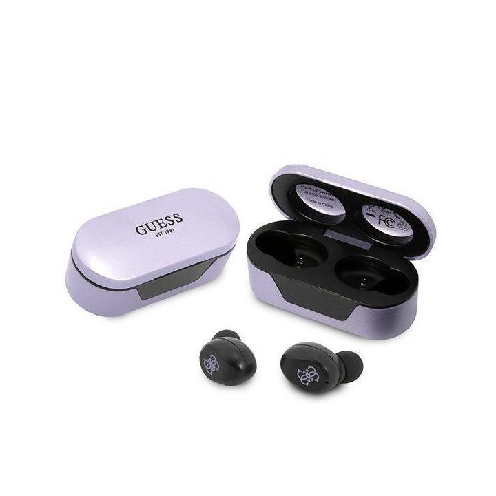 Guess GUTWST31EU TWS Bluetooth ausinės + prijungimo stotelė violetinė/violetinė