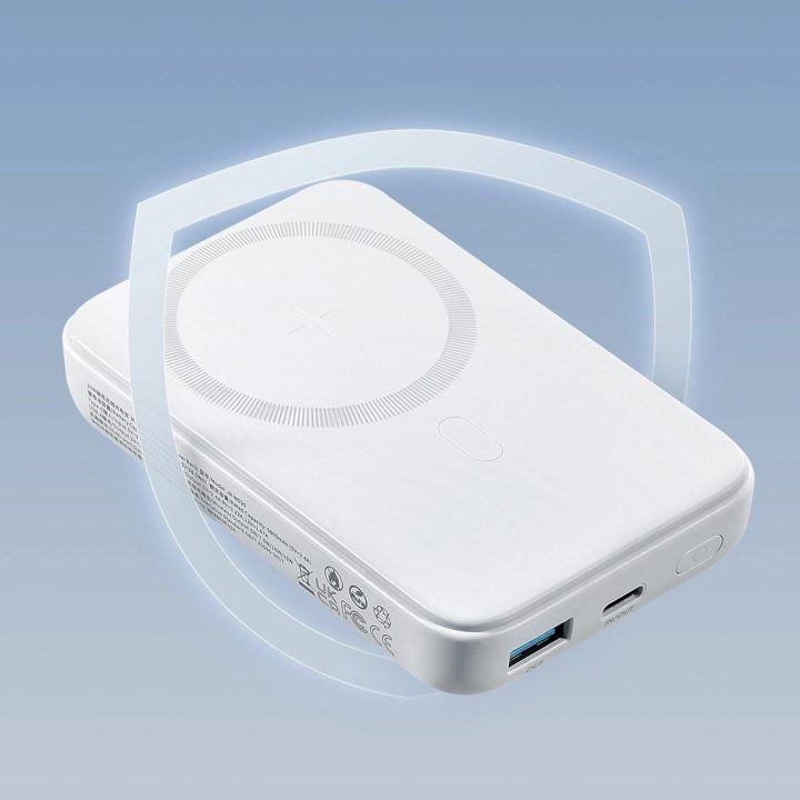 Power Bank 10000mAh 20W galios greitojo įkrovimo magnetinis Qi 15W belaidis įkroviklis iPhone , suderinamas su MagSafe , baltas