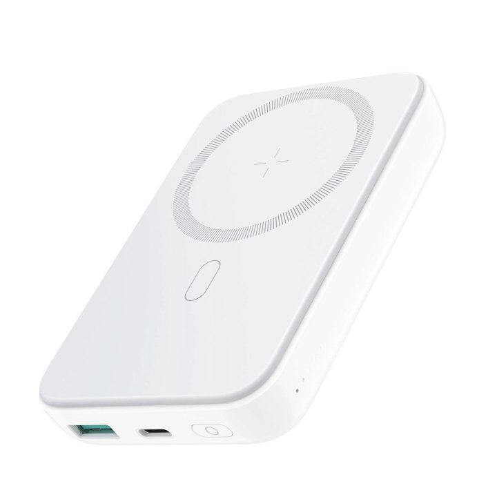 Power Bank 10000mAh 20W galios greitojo įkrovimo magnetinis Qi 15W belaidis įkroviklis iPhone , suderinamas su MagSafe , baltas