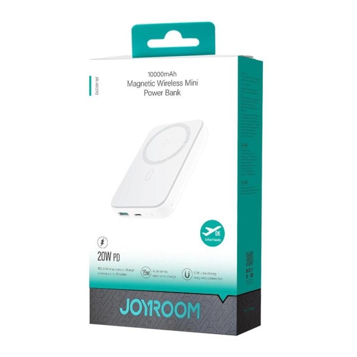 Power Bank 10000mAh 20W galios greitojo įkrovimo magnetinis Qi 15W belaidis įkroviklis iPhone , suderinamas su MagSafe , baltas