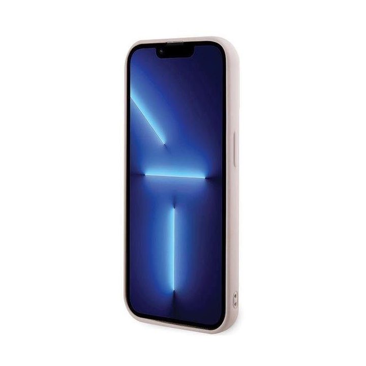 Karl Lagerfeld 3D guminis blizgantis dėklas su logotipu iPhone 15 Pro Max - rožinis
