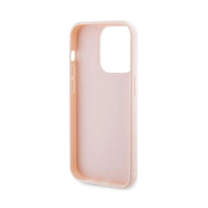 Karl Lagerfeld 3D guminis blizgantis dėklas su logotipu iPhone 15 Pro Max - rožinis