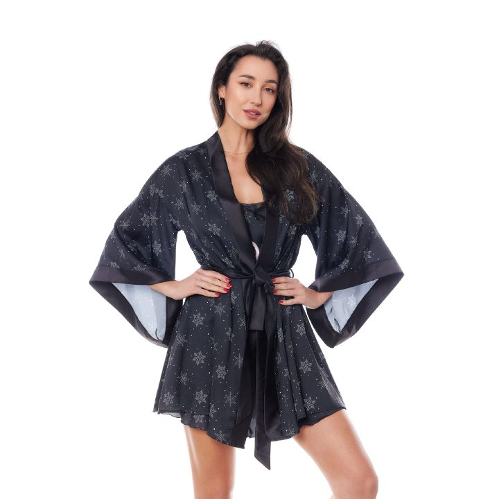 Chalatas Aster Robe Juodos spalvos