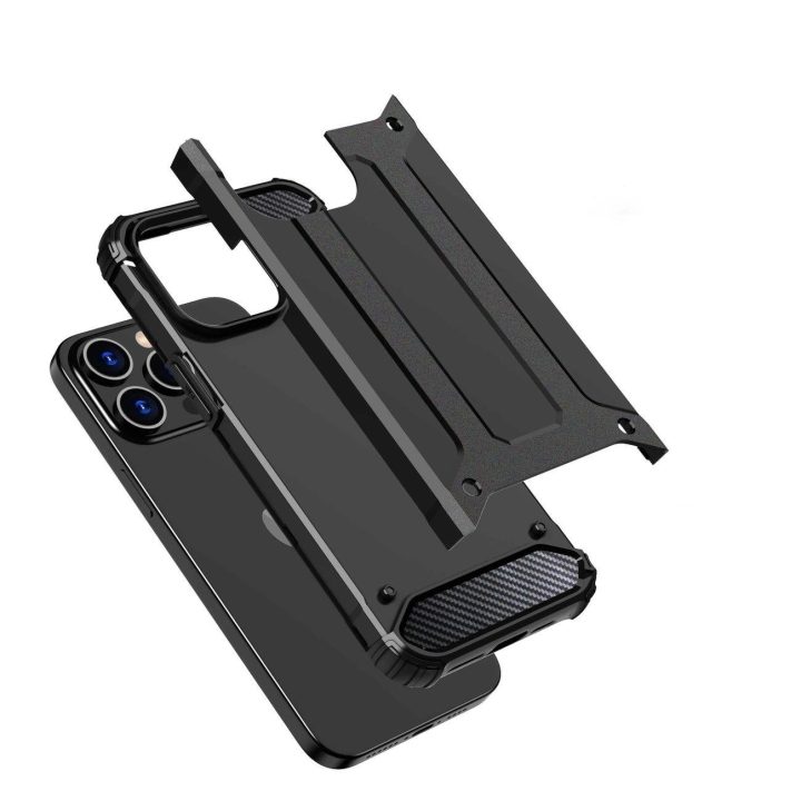 iPhone 15 Pro Hybrid Armor dėklas - juodas