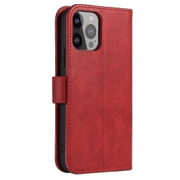 Piniginės dėklas su stovu iPhone 15 Pro Max magnetiniam dėklui - raudonas