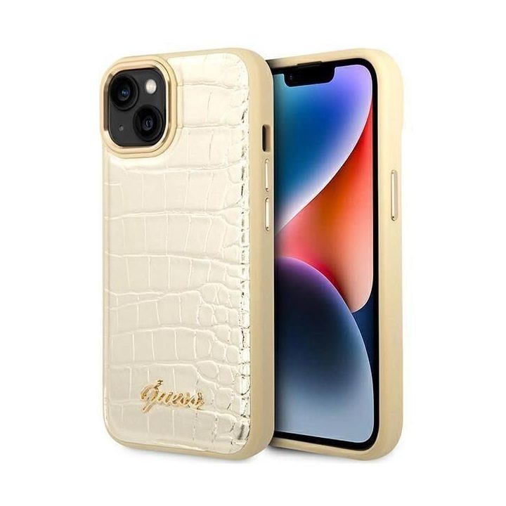 Guess GUHCP14MHGGCRHD iPhone 14 Plus 6,7 auksinis / auksinis deklas Croco Collection
