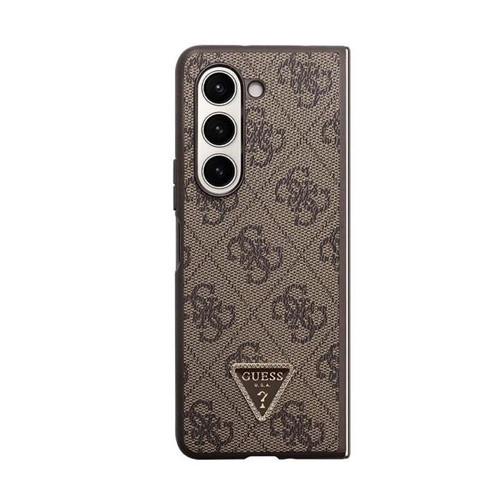 Guess odinis 4G Triangle Strass dėklas Samsung Galaxy Z Fold 5 - rudas