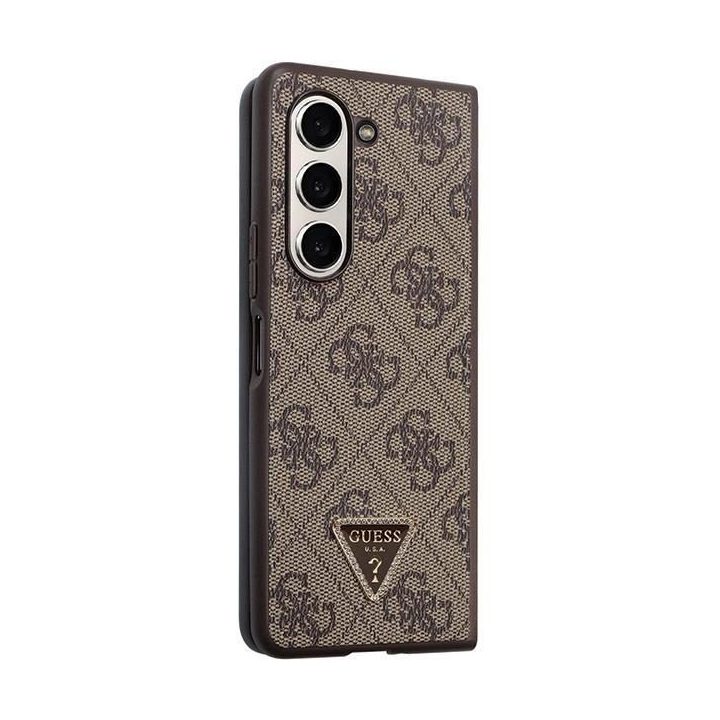Guess odinis 4G Triangle Strass dėklas Samsung Galaxy Z Fold 5 - rudas