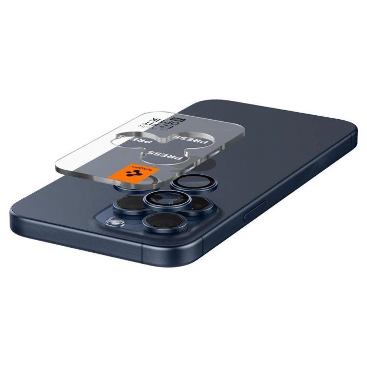 Spigen Optik.tR EZ Fit fotoaparato apsauga iPhone 14 Pro / Pro Max / 15 Pro / Pro Max - Titano mėlyna 2 vnt.