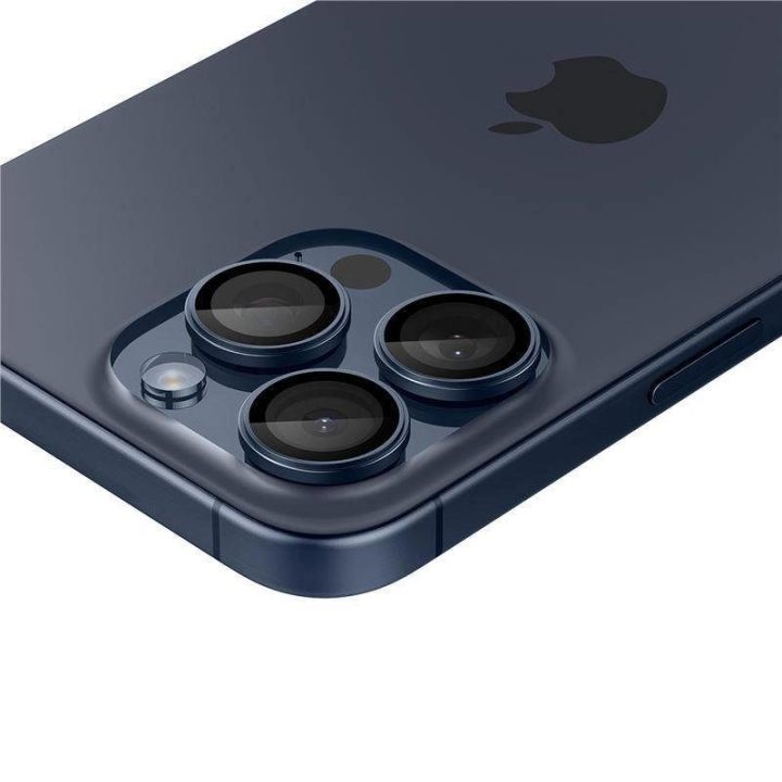 Spigen Optik.tR EZ Fit fotoaparato apsauga iPhone 14 Pro / Pro Max / 15 Pro / Pro Max - Titano mėlyna 2 vnt.