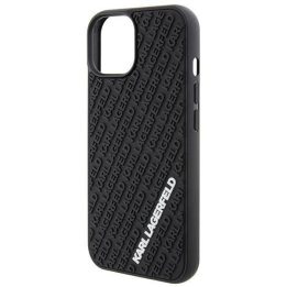 Karl Lagerfeld 3D guminis dėklas su keliais logotipais iPhone 15 - juodas