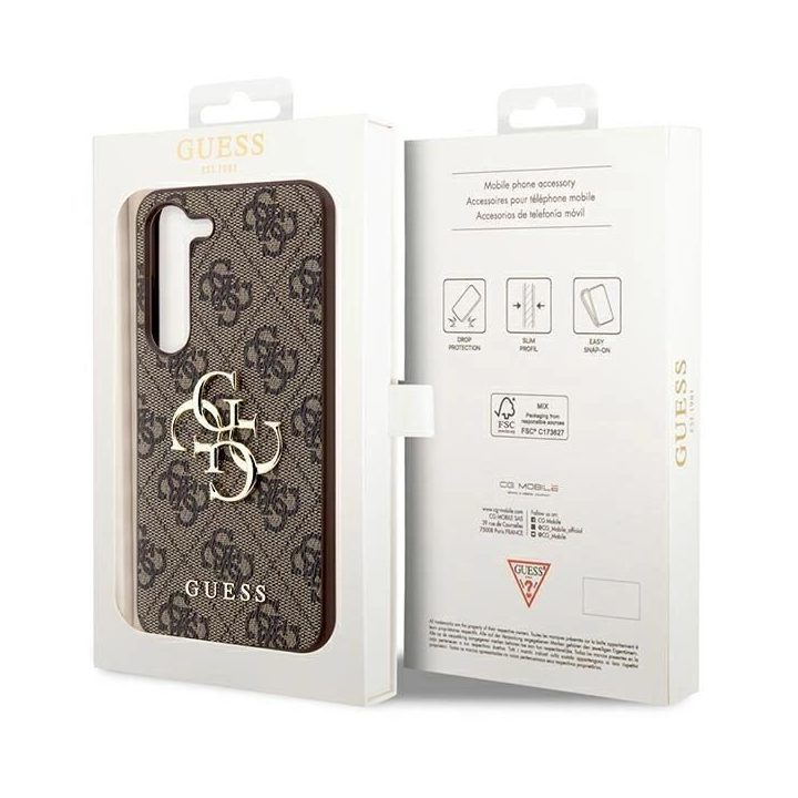 Guess GUHCS23S4GMGBR S23 S911 rudos/rudos spalvos deklas 4G su dideliu metaliniu logotipu