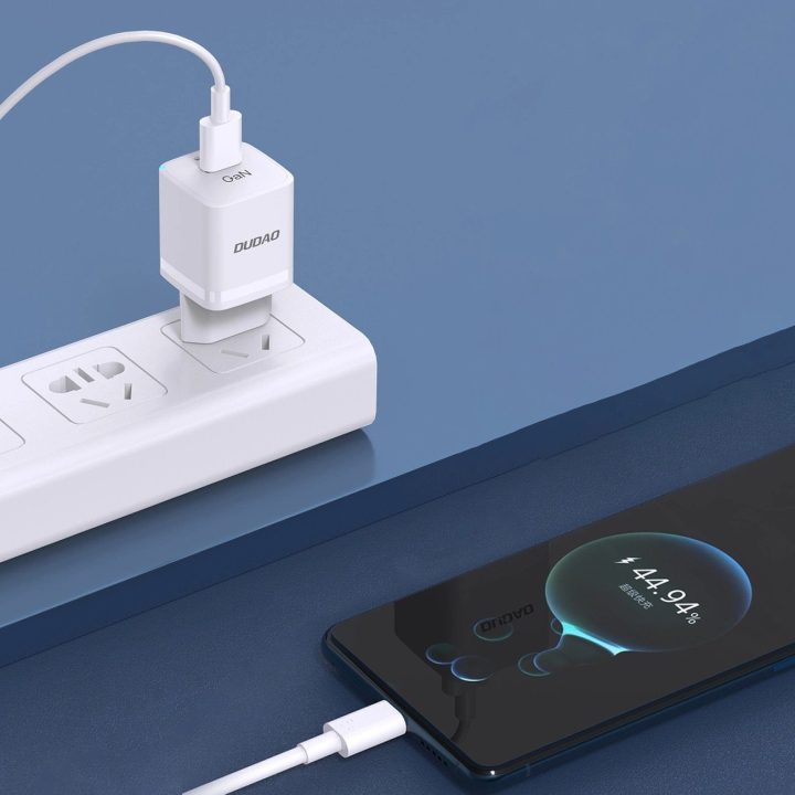 Sieninis įkroviklis GaN 33W PPS USB C/USB A13Pro - baltas