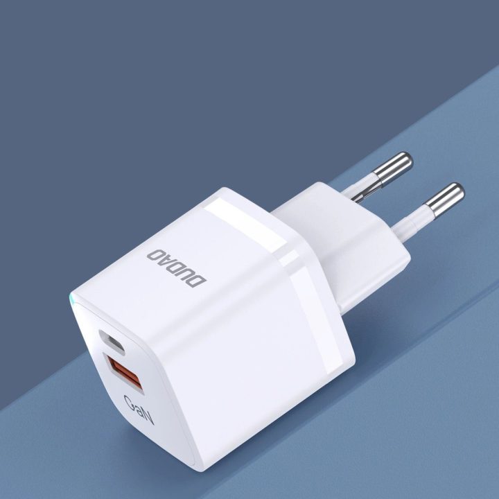 Sieninis įkroviklis GaN 33W PPS USB C/USB A13Pro - baltas