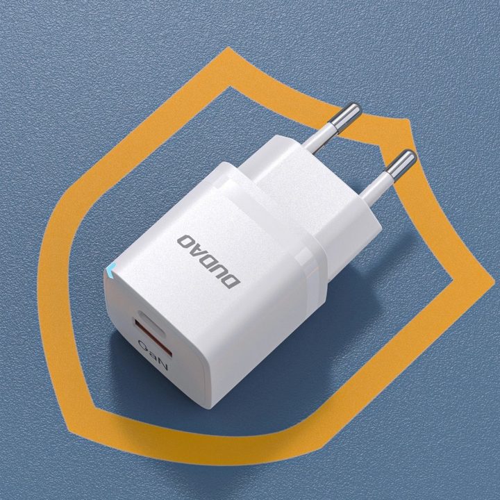 Sieninis įkroviklis GaN 33W PPS USB C/USB A13Pro - baltas