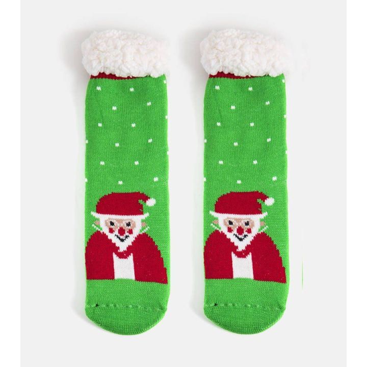 Žalios šilti kojinės su Santa Challa