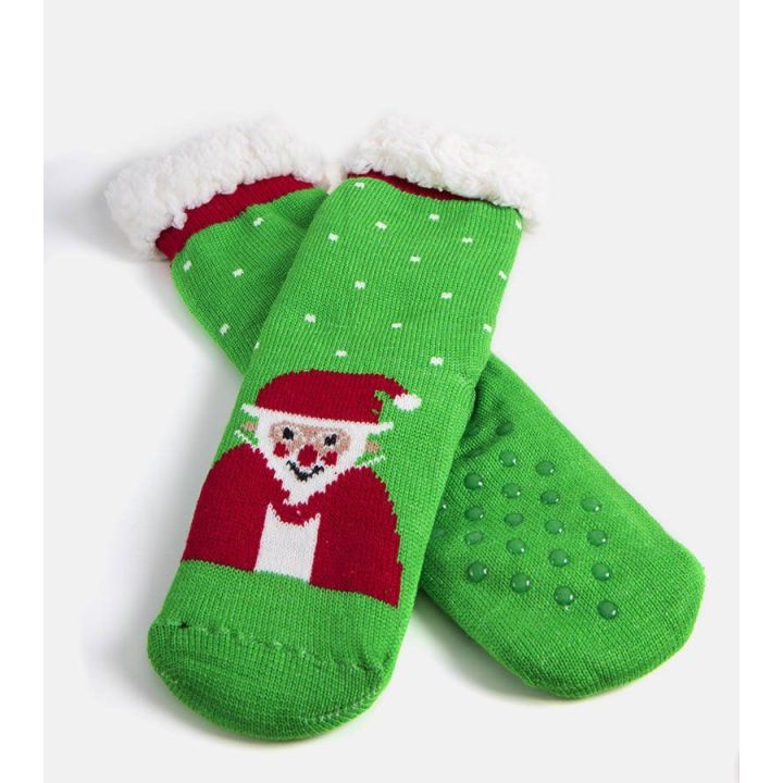 Žalios šilti kojinės su Santa Challa