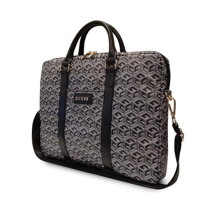 Torba Guess GCube Stripes prie nešiojamojo kompiuterio 16 - czarna