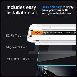 Apsauginis stiklas Spigen GLAS.TR EZ FIT 2 PAKETAI IPHONE 15 PRIVACY