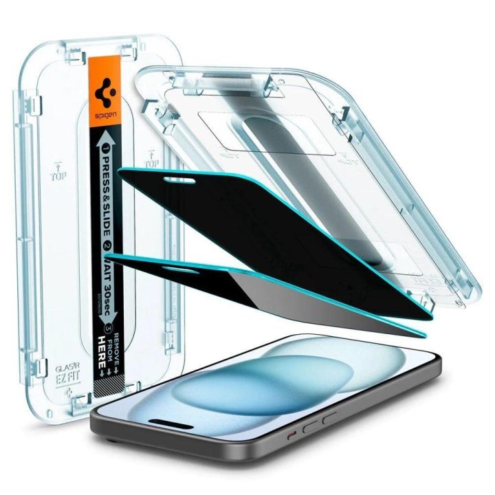 Apsauginis stiklas Spigen GLAS.TR EZ FIT 2 PAKETAI IPHONE 15 PRIVACY