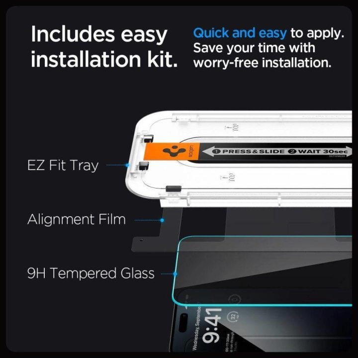 SPIGEN GLAS.TR EZ FIT GRŪDINTAS STIKLAS IPHONE 15 PLUS PRIVATUMAS