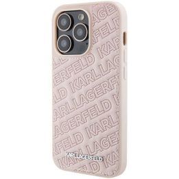 Karl Lagerfeld dygsniuotas K modelio dėklas iPhone 15 Pro Max - rožinis