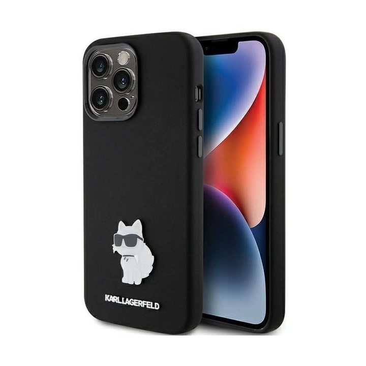 Dėklas Karl Lagerfeld Silicone Choupette Metalinis smeigtukas iPhone 15 Pro Max - nuotraukos