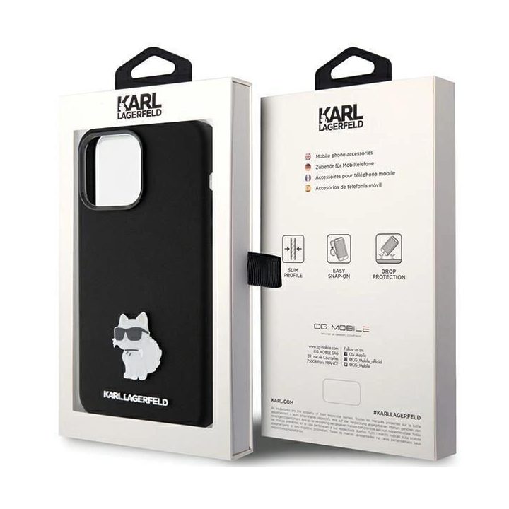Dėklas Karl Lagerfeld Silicone Choupette Metalinis smeigtukas iPhone 15 Pro Max - nuotraukos