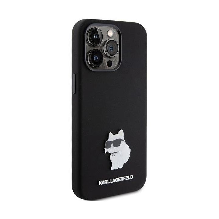 Dėklas Karl Lagerfeld Silicone Choupette Metalinis smeigtukas iPhone 15 Pro Max - nuotraukos