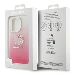 Hello Kitty IML gradientinis Electrop Kitty Head dėklas iPhone 15 Pro - rožinis
