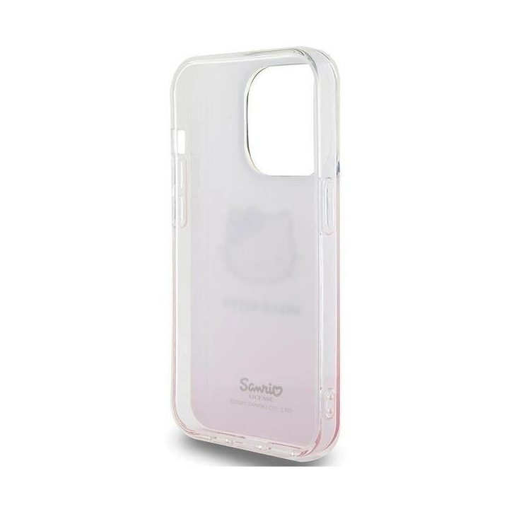 Hello Kitty IML gradientinis Electrop Kitty Head dėklas iPhone 15 Pro - rožinis