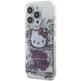 Hello Kitty IML Kitty On Bricks graffiti dėklas iPhone 15 Pro - baltas