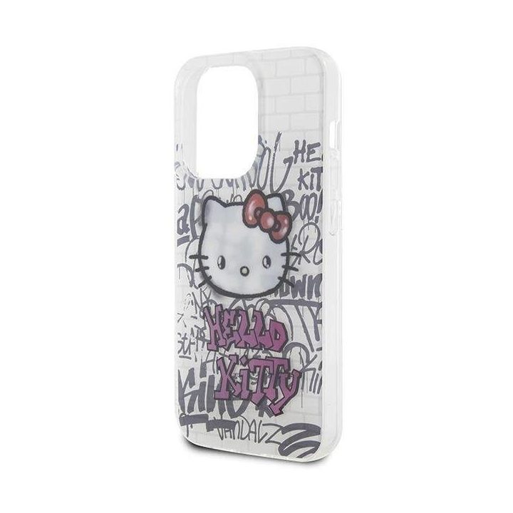 Hello Kitty IML Kitty On Bricks graffiti dėklas iPhone 15 Pro - baltas