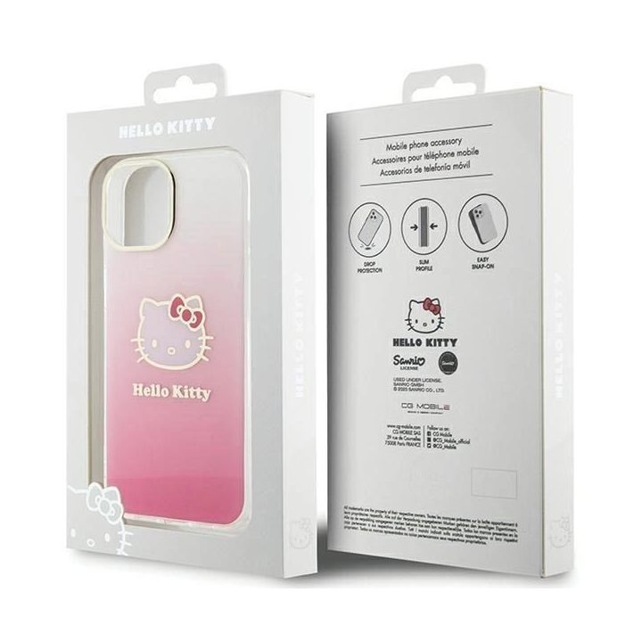 Hello Kitty IML Gradient Electrop Kitty Head dėklas iPhone 15 - rožinis