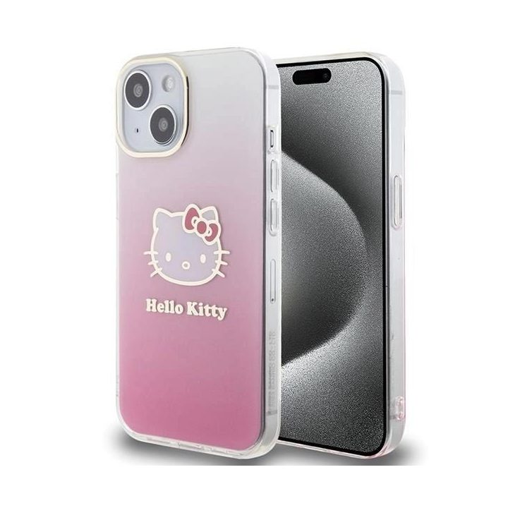 Hello Kitty IML Gradient Electrop Kitty Head dėklas iPhone 15 - rožinis