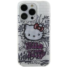 Hello Kitty IML Kitty On Bricks graffiti dėklas iPhone 15 - baltas