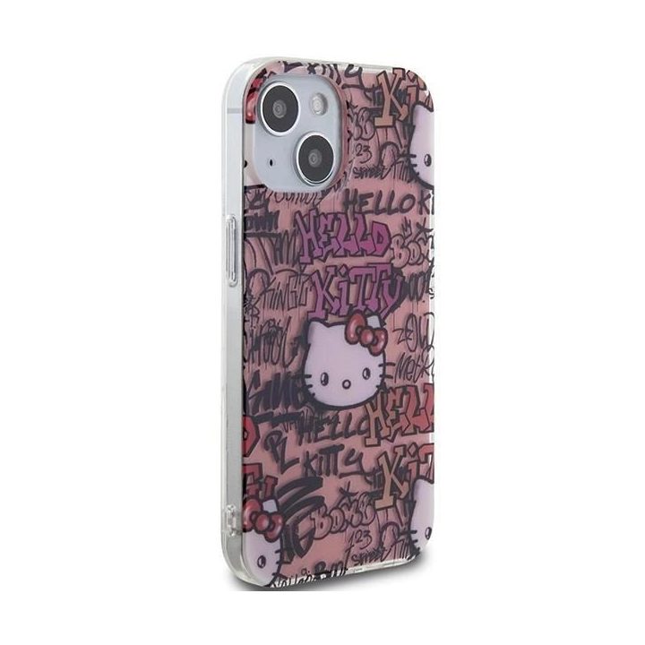Hello Kitty IML Žymos Graffiti dėklas iPhone 15 - rožinis