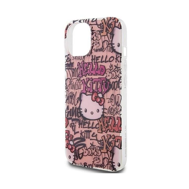 Hello Kitty IML Žymos Graffiti dėklas iPhone 15 - rožinis