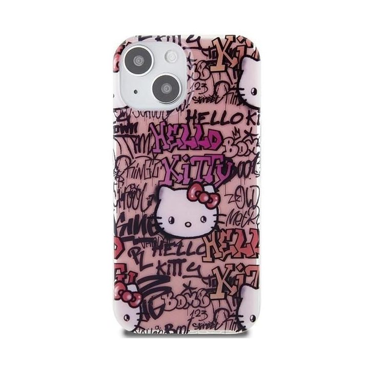 Hello Kitty IML Žymos Graffiti dėklas iPhone 15 - rožinis