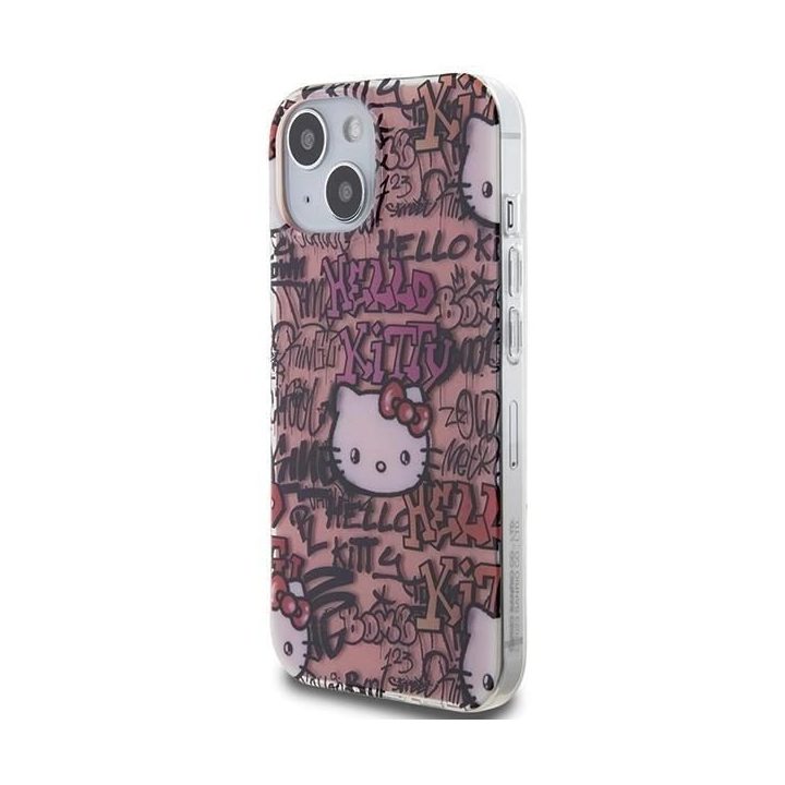 Hello Kitty IML Žymos Graffiti dėklas iPhone 15 - rožinis