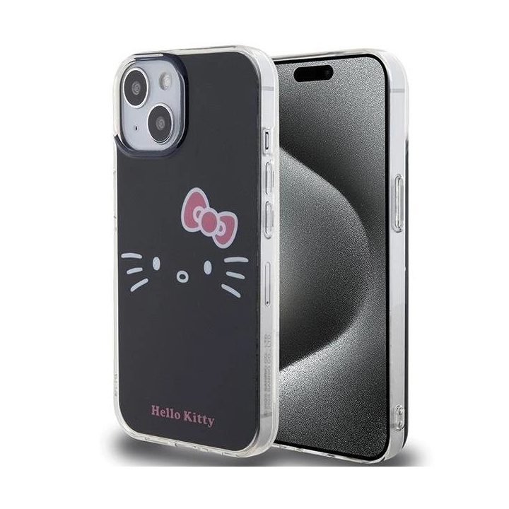 Hello Kitty IML Kitty Face dėklas iPhone 15 - juodas