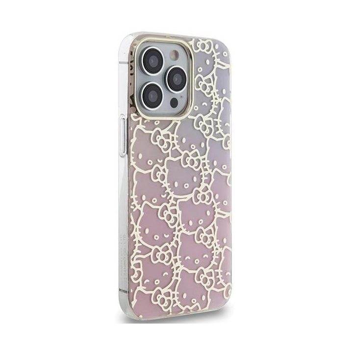 Hello Kitty IML Gradient Electrop Crowded Kitty Head dėklas iPhone 15 Pro Max - Rožinis