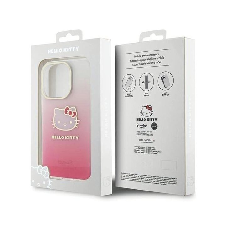 Hello Kitty IML Gradient Electrop Kitty Head dėklas iPhone 15 Pro Max - rožinis