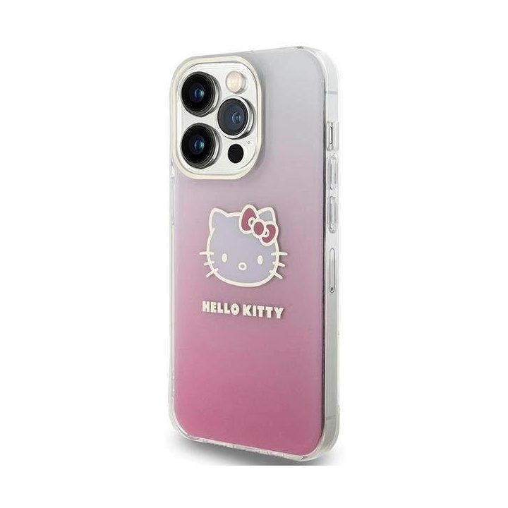 Hello Kitty IML Gradient Electrop Kitty Head dėklas iPhone 15 Pro Max - rožinis