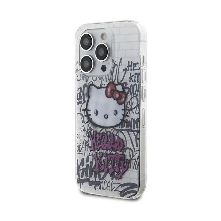Hello Kitty IML Kitty On Bricks graffiti dėklas iPhone 15 Pro Max - baltas