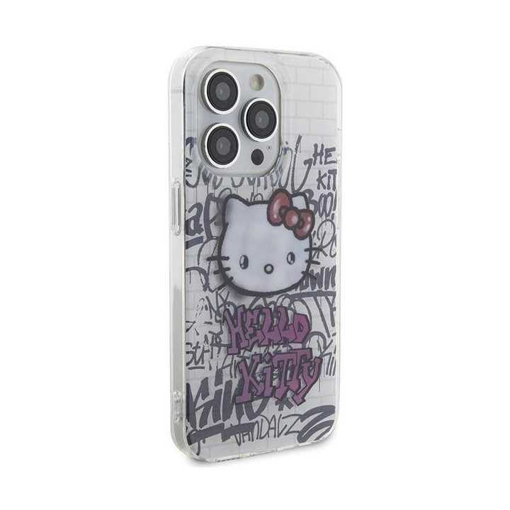 Hello Kitty IML Kitty On Bricks graffiti dėklas iPhone 15 Pro Max - baltas