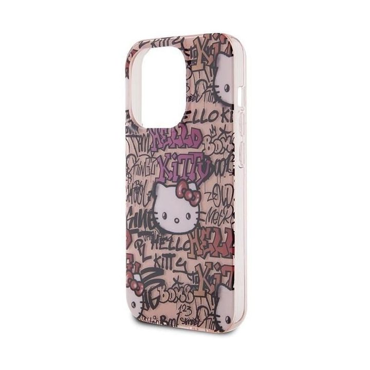 Hello Kitty IML Žymos Graffiti dėklas iPhone 15 Pro Max - rožinis